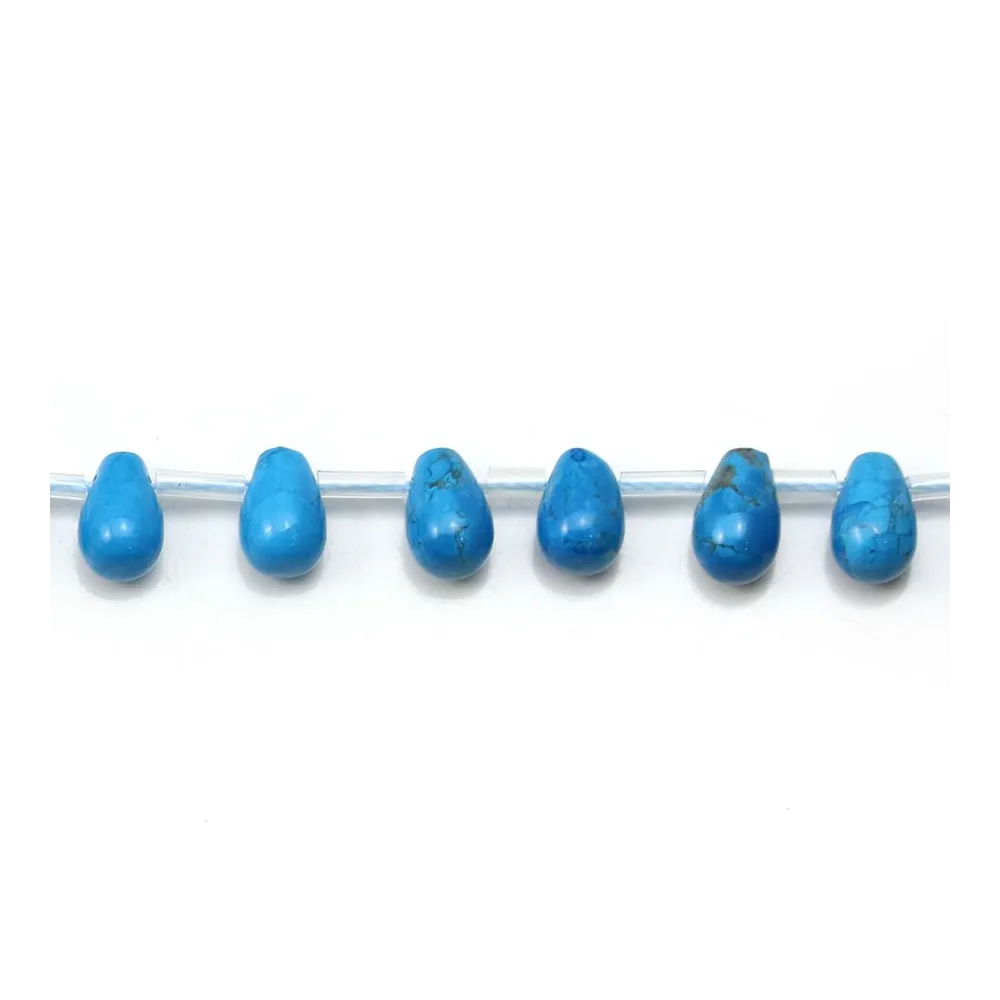 Turquoise reconstitué, en forme de goutte, mesurant 6x9mm x 4pcs