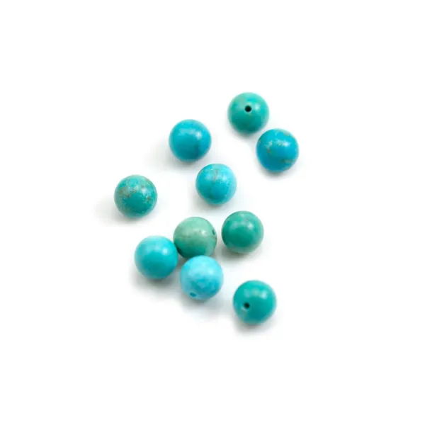Aquamarine half drilled round 6mm x 2pcs 