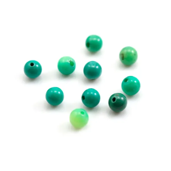 Green grass agate, half drilled, round 6mm x 4pcs