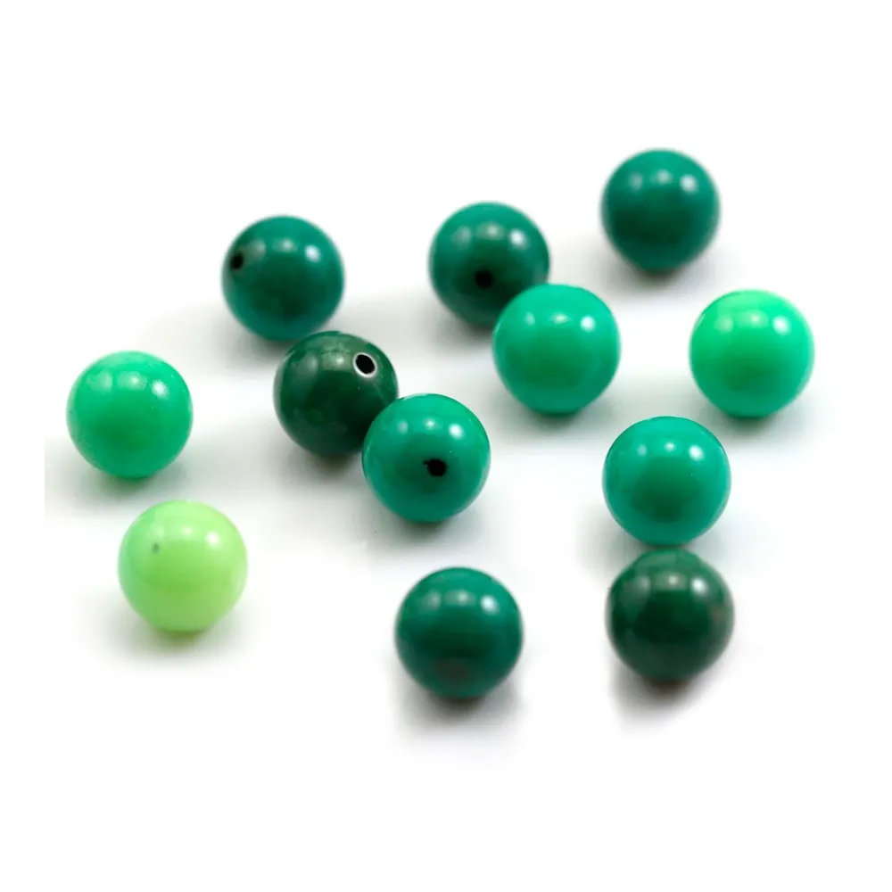 Agate d'herbe verte, semi-percé d'un côté, ronde 10mm x 2pcs