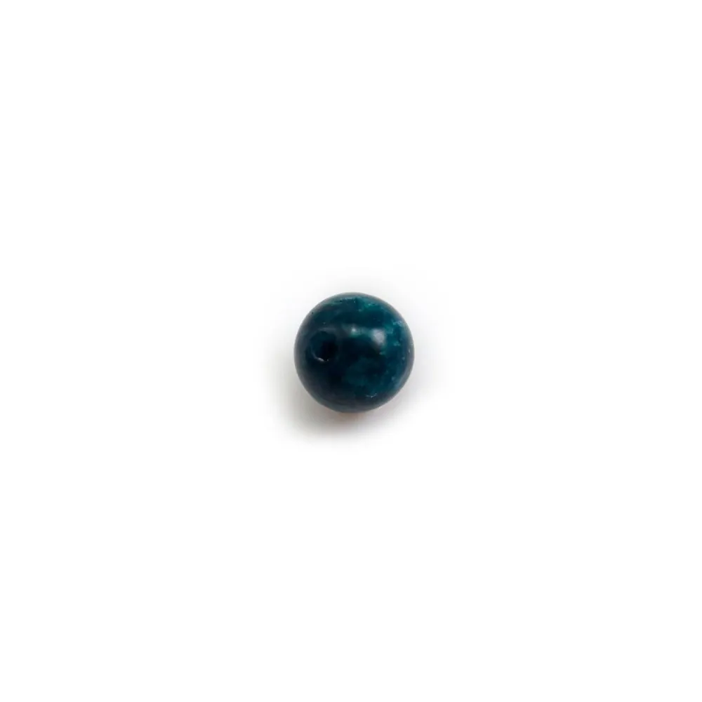 Apatite, in blue color, half drilled, round 6mm x 4pcs
