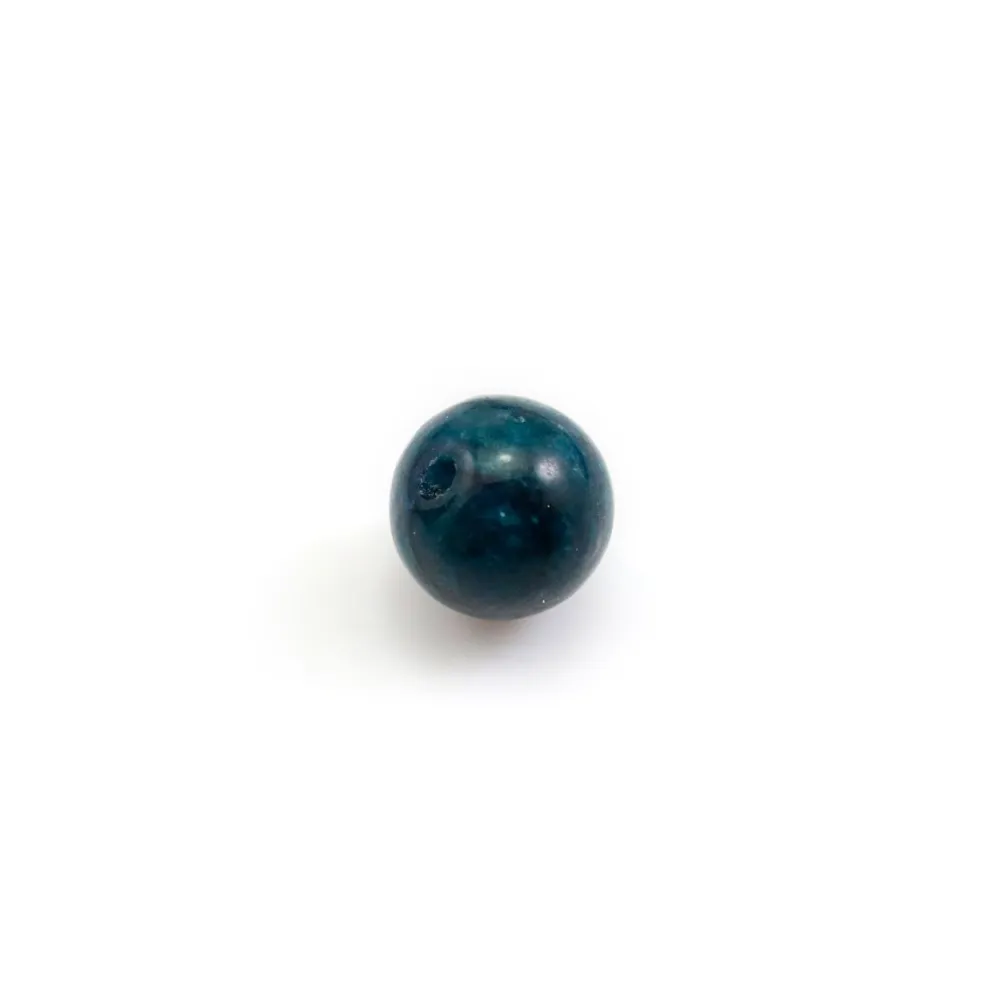 Apatite, in blue color, half drilled, round 8mm x 2pcs
