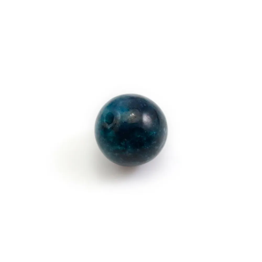 Apatite, in blue color, half drilled, round 10mm x 2pcs