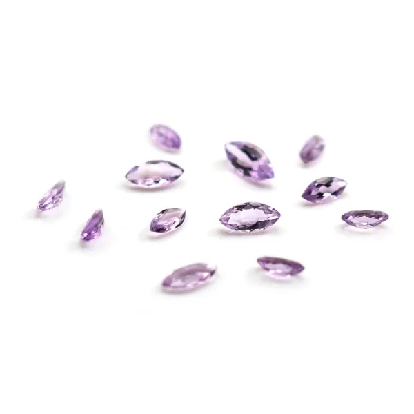 Amethyst light for inlay, in faceted marquise-shaped x 1pc
