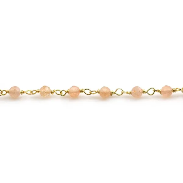 Chaîne Argent Doré avec pierre de soleil en 4mm x 20cm