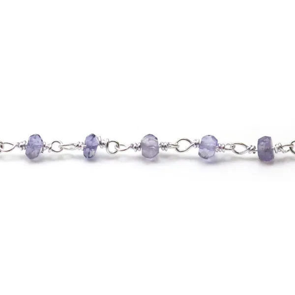 Chaîne Argent  avec Iolite en 3-4mm x 20cm