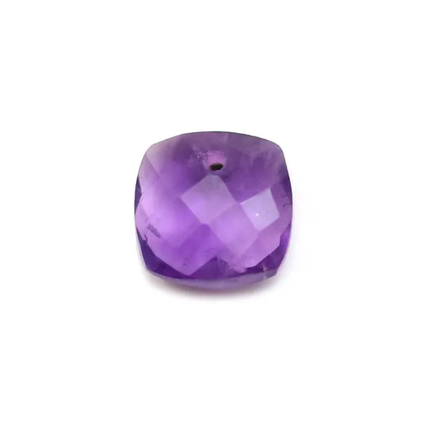 Amethyst squared pendant faceted 10mm x 1pc