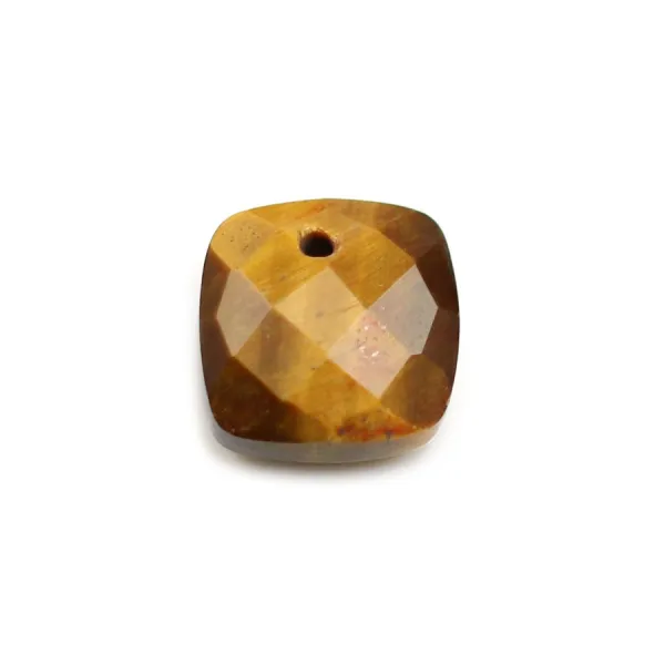 Pendentif oeil de tigre carré facette 10mm x 1pc