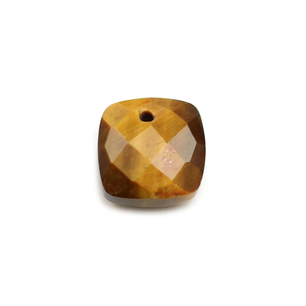 Pendentif oeil de tigre carré facette 10mm x 1pc