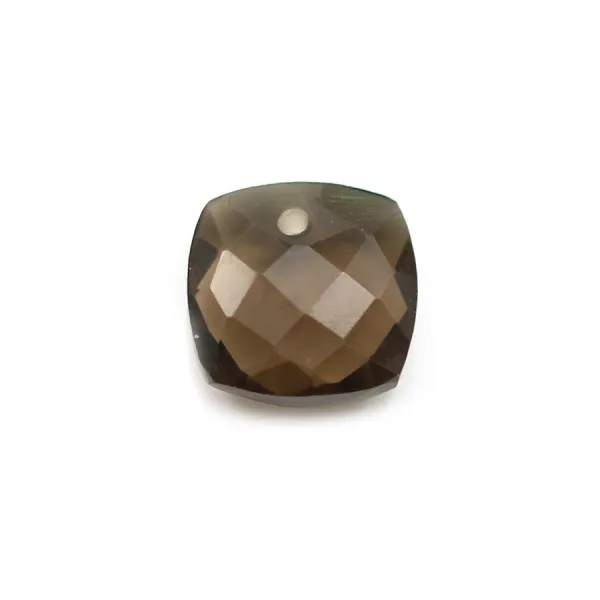 Pendentif quartz fumé carré facette 10mm x 1pc