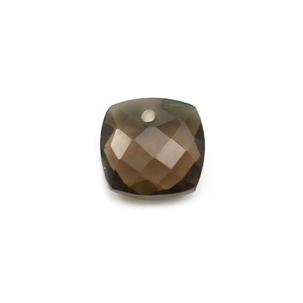 Pendant smoked quartz squared faceted 10mm x 1pc
