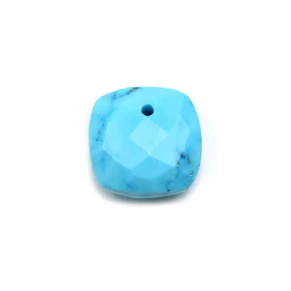 Pendentif turquoise reconstituée carré facette 10mm x 1pc