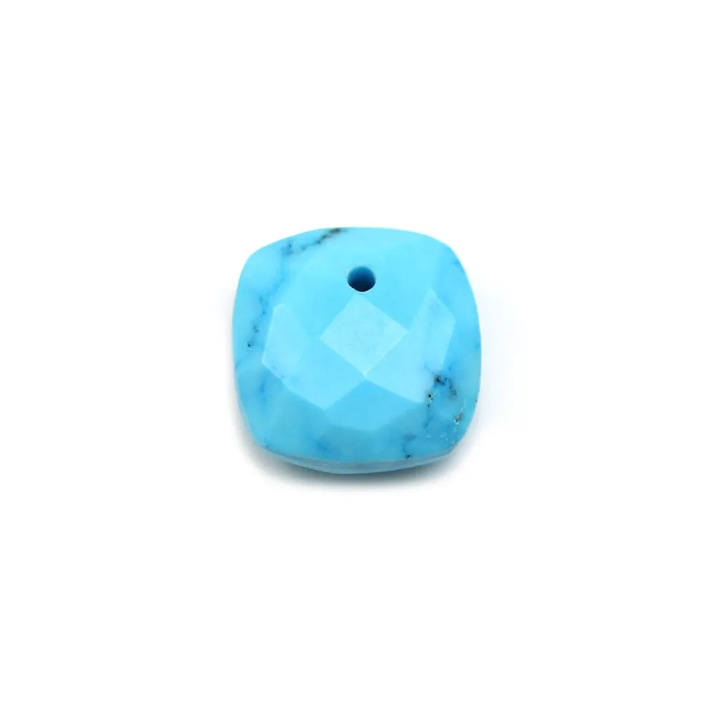 Pendentif turquoise reconstituée carré facette 10mm x 1pc
