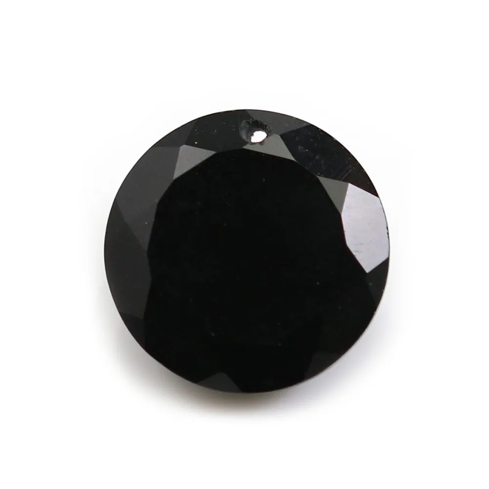 Pendentif en agate noire, de forme rond facetté, 15mm x 1pc