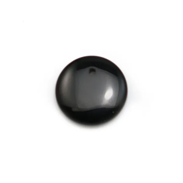 Pendentif d'agate noire, de forme ronde plate, 12mm x 4pcs