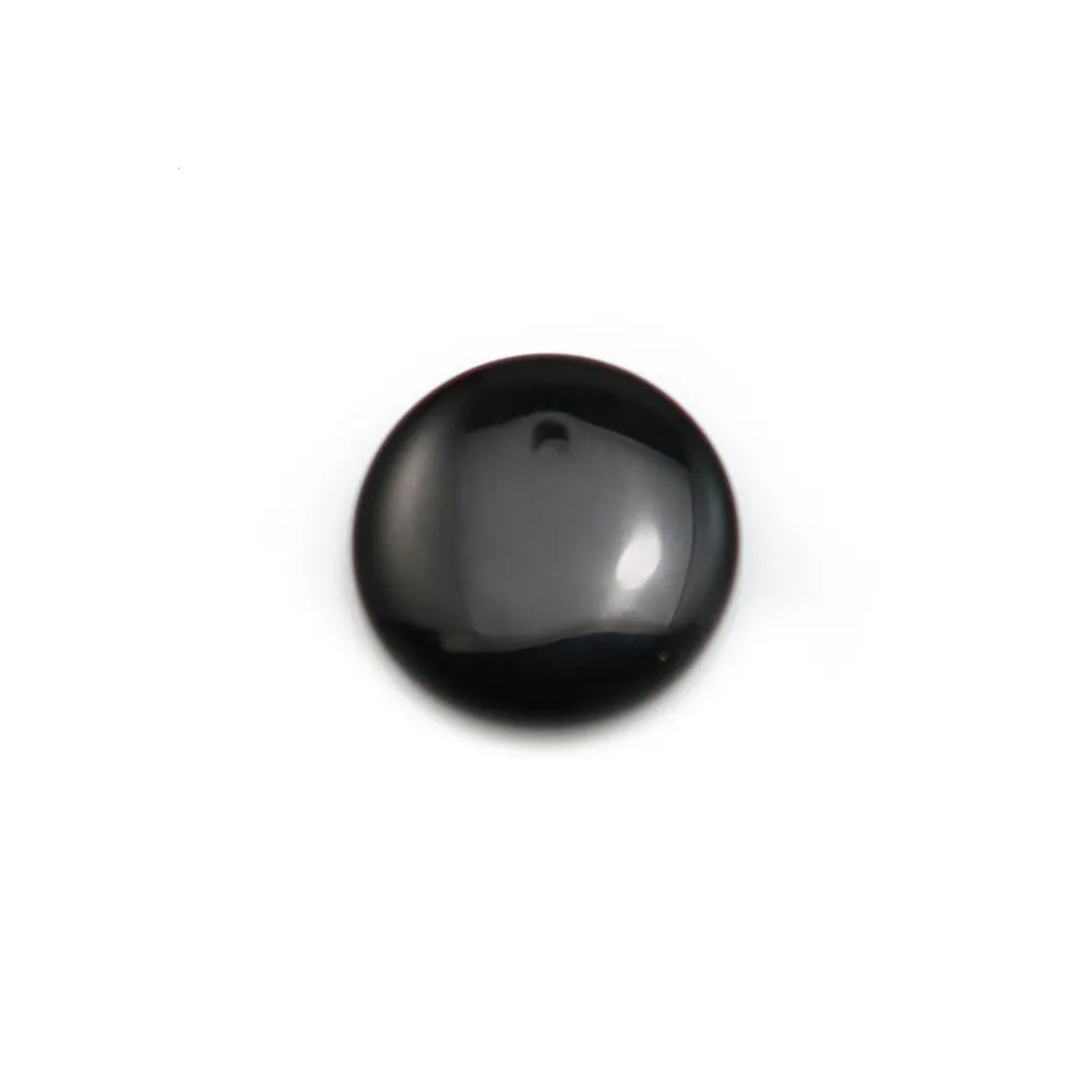 Pendentif d'agate noire, de forme ronde plate, 12mm x 4pcs