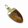 Pendant in tiger eye, set in gold metal, 10 * 18mm x 1pc
