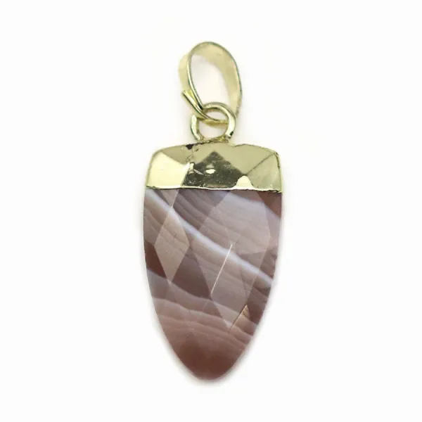 Pendentif en agate bostwana, serti en métal doré, 10 * 18mm x 1pc