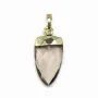Pendant in smoked quartz, set in gold metal, 10 * 18mm x 1pc