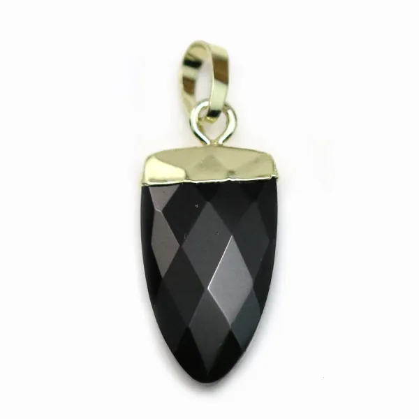 Pendentif en onyx, serti en métal doré, 10 * 18mm x 1pc