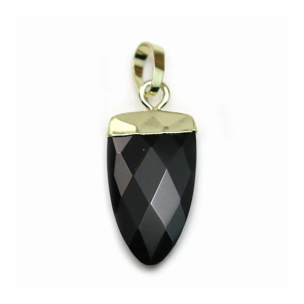 Pendentif en onyx, serti en métal doré, 10 * 18mm x 1pc