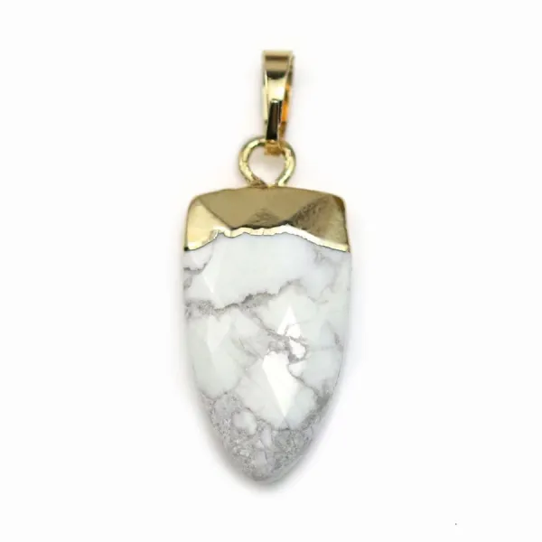Pendentif en howlite, serti en métal doré, 10 * 18mm x 1pc
