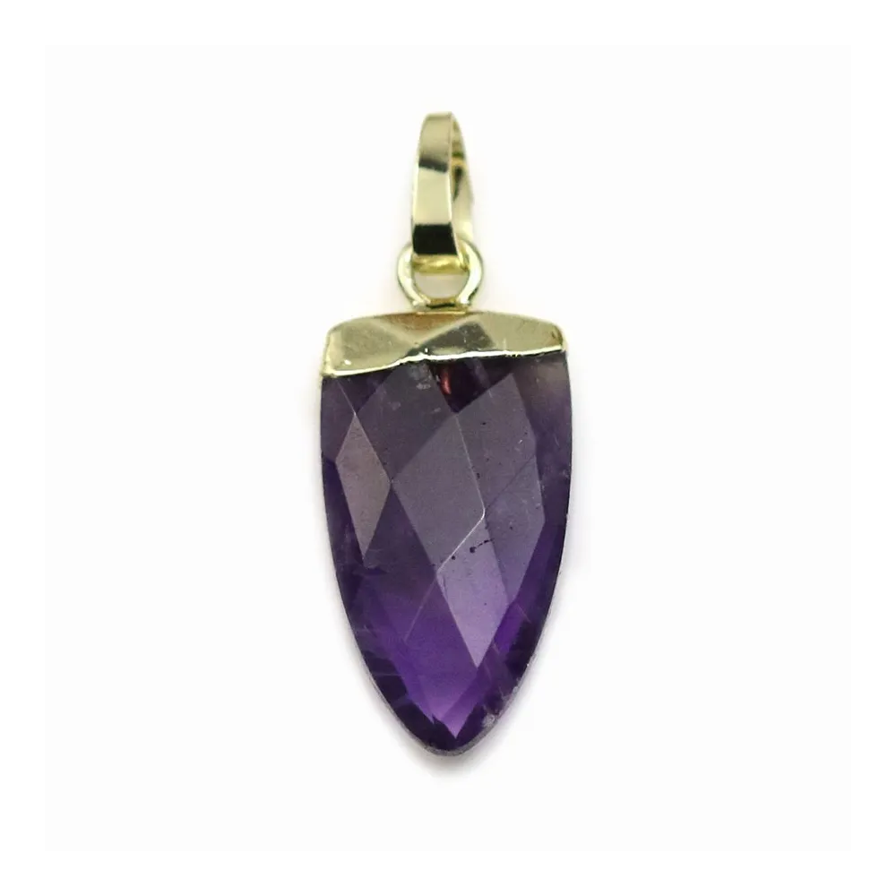 Pendentif en améthyste, serti en métal doré, 10 * 18mm x 1pc