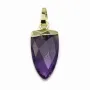 Pendentif en améthyste, serti en métal doré, 10 * 18mm x 1pc