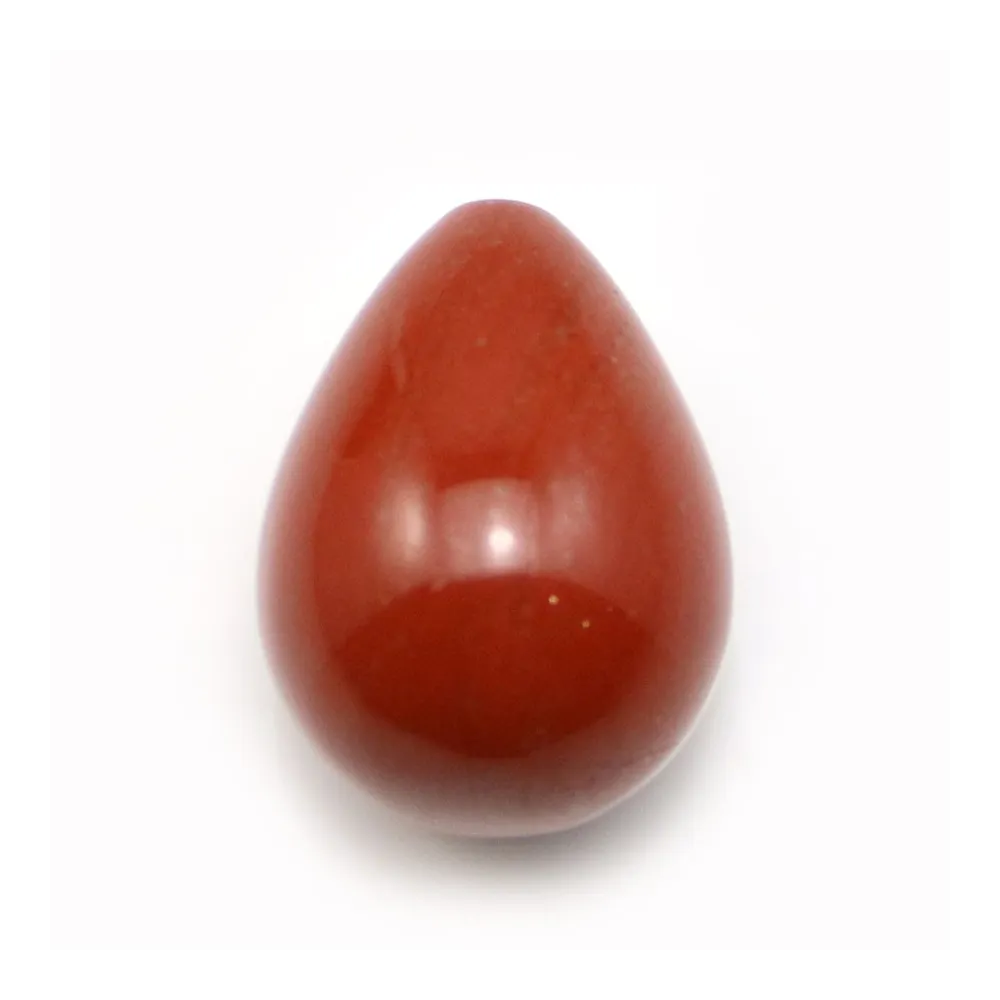 Pendant in red jaspe, half drilled, in shape of a drop, 15x20mm x 1pc
