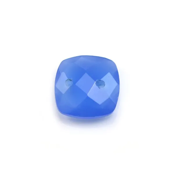Intercalaire en calcédoine bleu avec 2 trous 10mm x 1pc