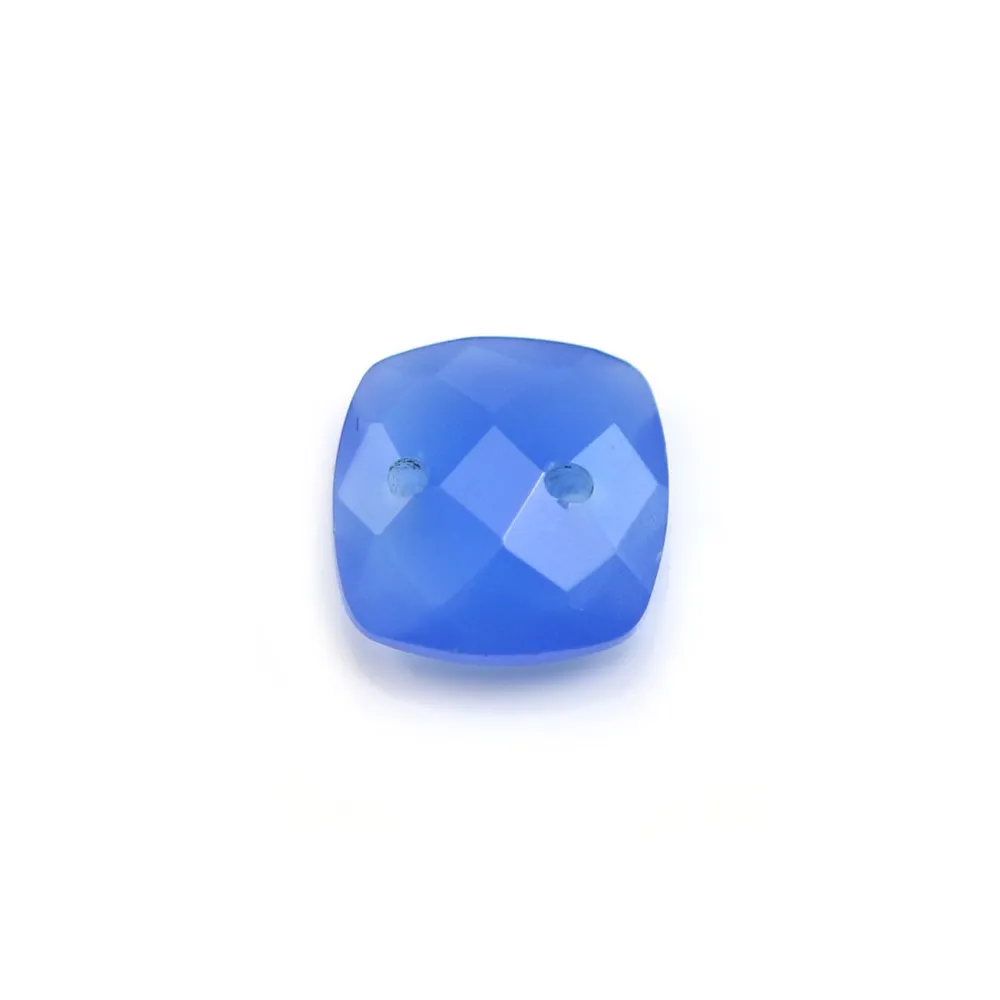 Intercalaire en calcédoine bleu avec 2 trous 10mm x 1pc
