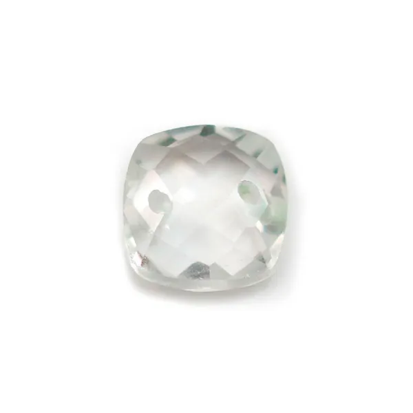 Intercalary crystal of rock with 2 holes 10mm x 1pc