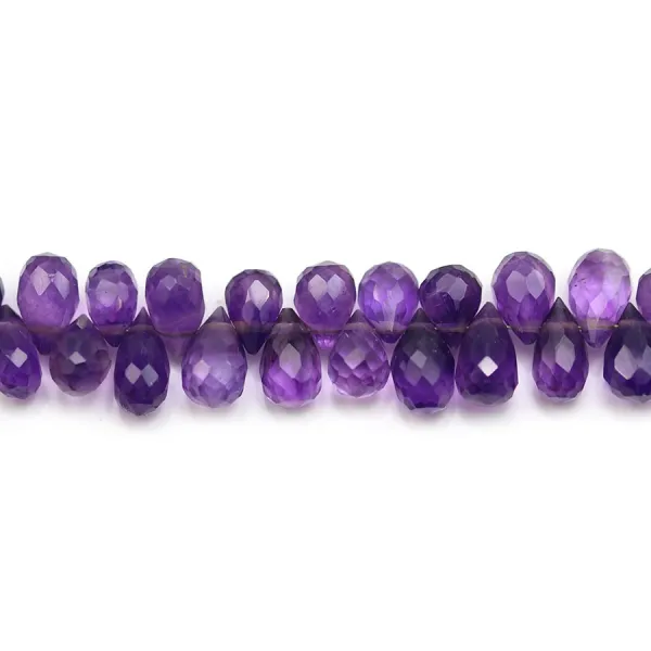 Amethyst Briolette facettierter Tropfen 6x8mm x 20cm