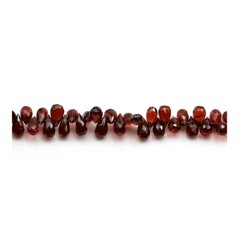 Grenat briolette  5x8mm-6x9mm x 20cm
