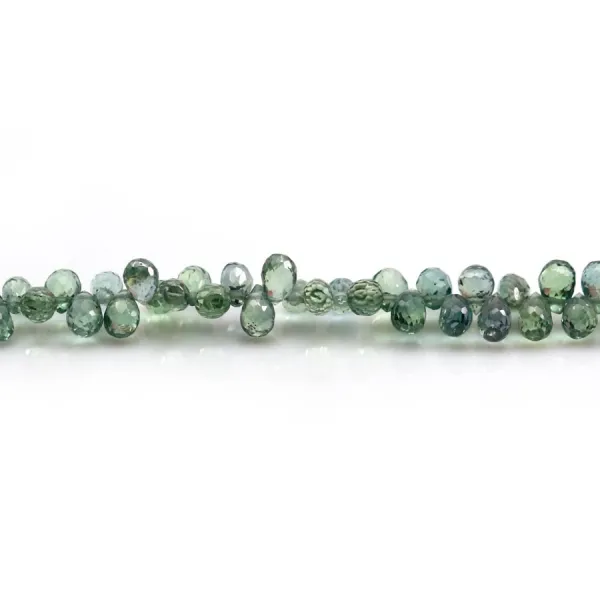 Green sapphire drops faceted 3x4mm x 41cm