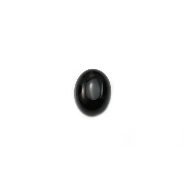 Cabochão de ágata preta, oval 7x9mm x 4 peças.
