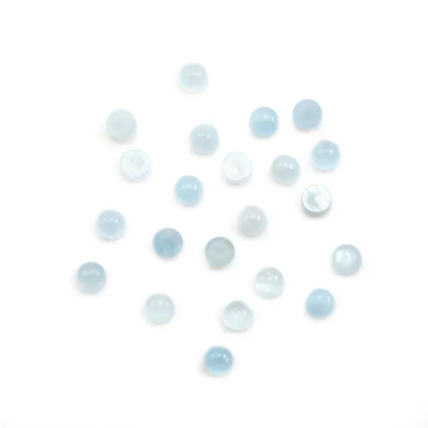 Cabochon aigue marine rond 3mm  x 2pc
