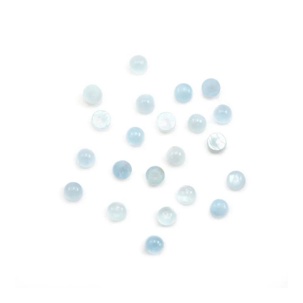 Cabochon aquamarine  round 8mm x 1pc