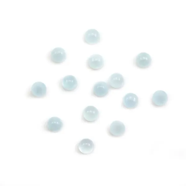 Cabochon aquamarine  round 8mm x 1pc