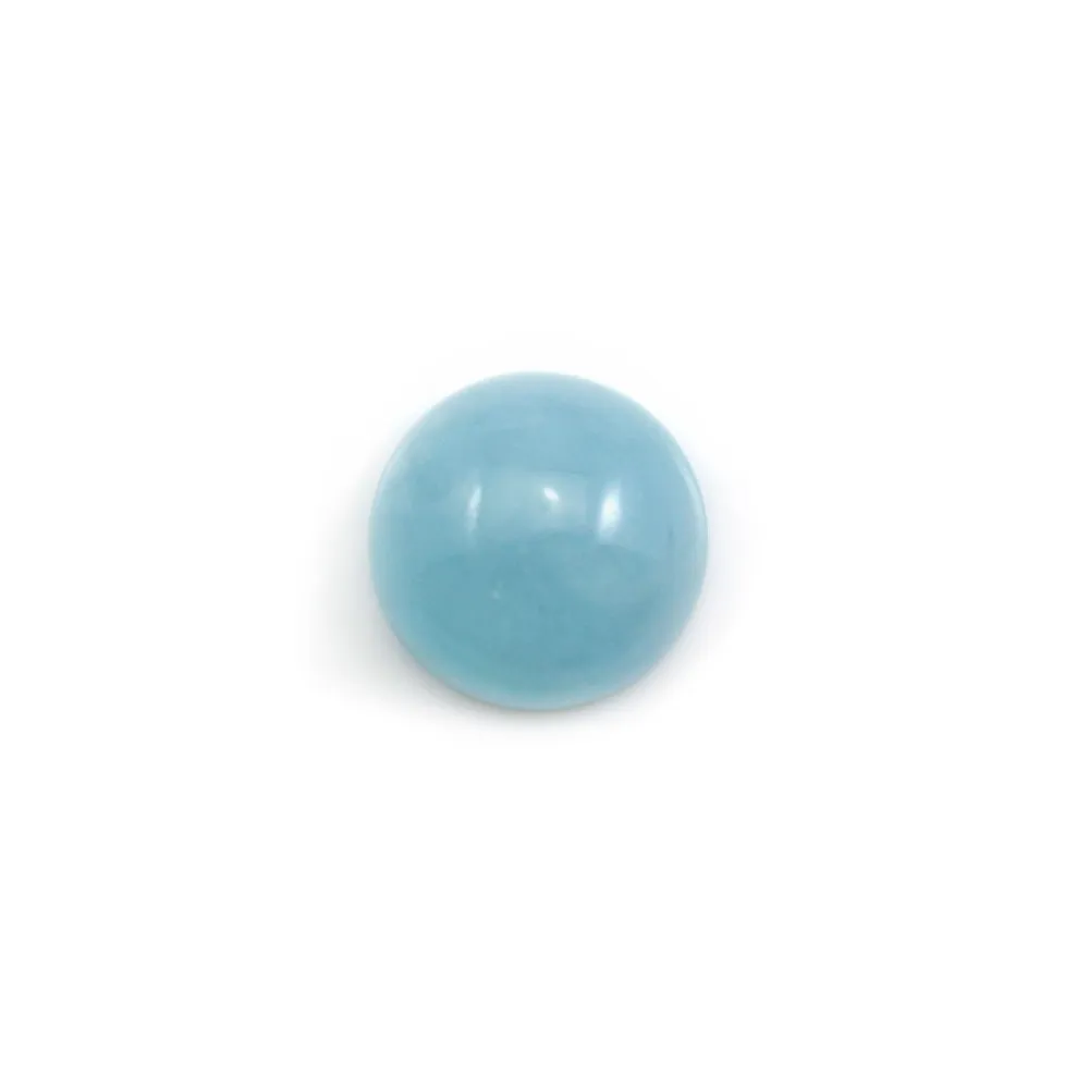 Cabochon aigue marine rond 14mm  x 1pc