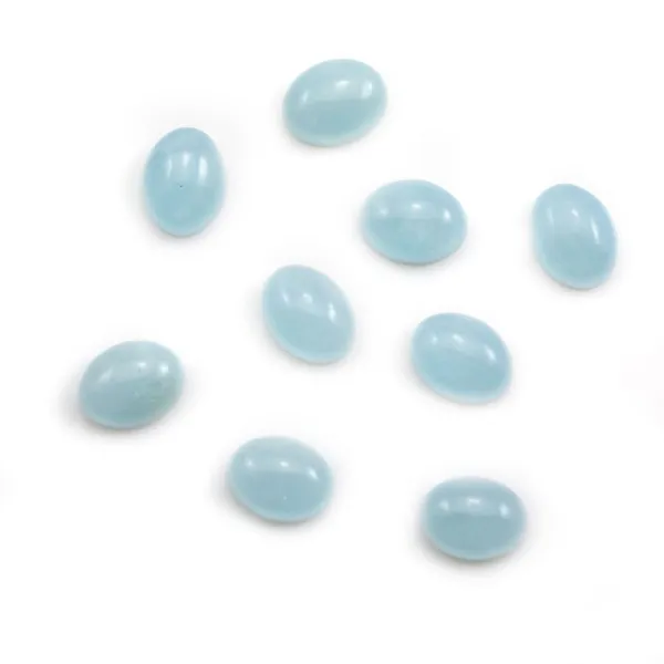 Cabochon d'aigue marine, de forme ovale, mesurant 7x9mm x 1pc