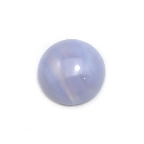 Blue chalcedony cabochon, in round shape, 14mm x 1pc