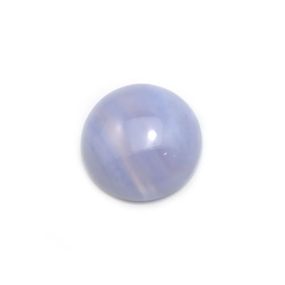 Cabochon de calcédoine bleu, de forme ronde, 14mm x 1pc