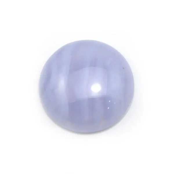 Blue chalcedony cabochon, in round shape, 16mm x 1pc