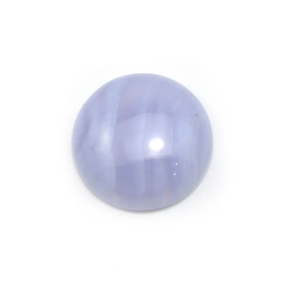 Cabochon de calcédoine bleu, de forme ronde, 16mm x 1pc