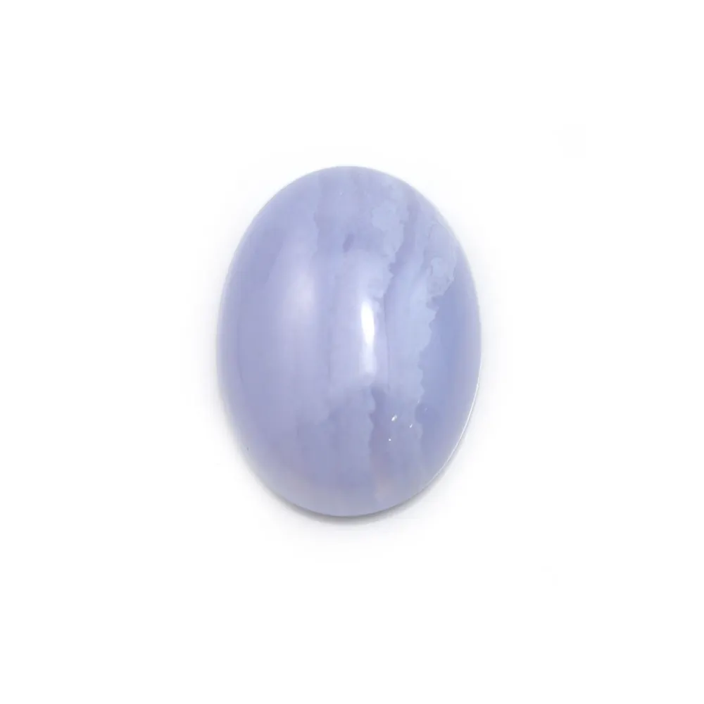 Cabochon de calcédoine bleu, de forme ovale, 12x16mm x 1pc