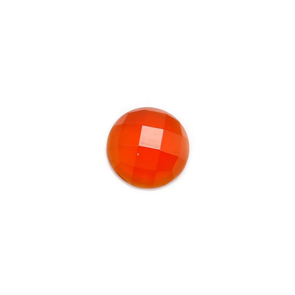Cabochon carnelian faceted round 8mm x 1pc