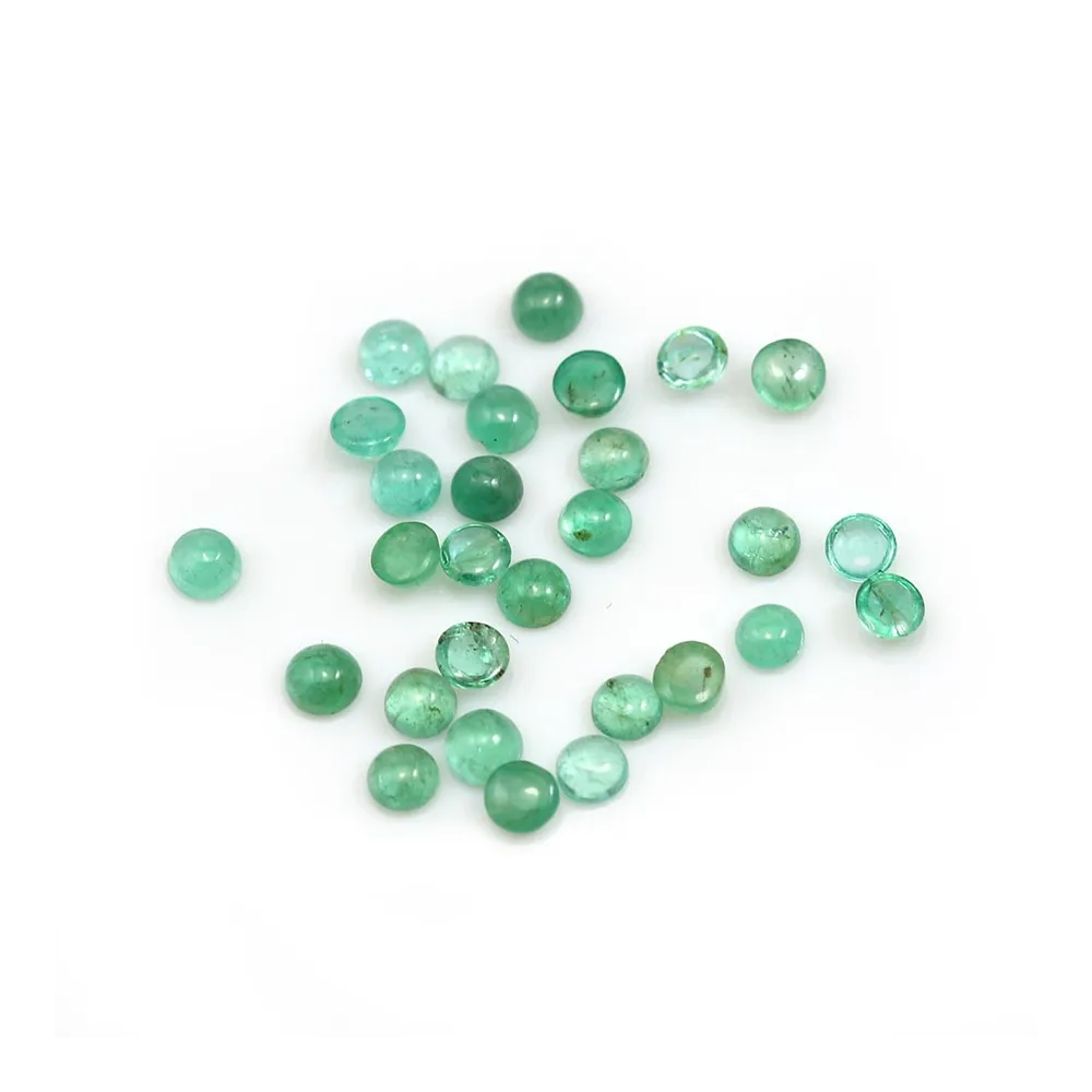 Cabochon d'émeraude de couleur verte, de forme ronde x1pc