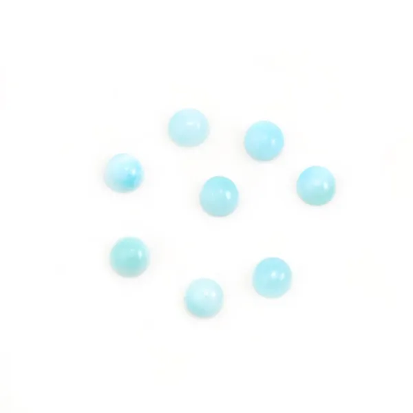 Cabochon de larimar, de forme ronde, 4mm x 1pc