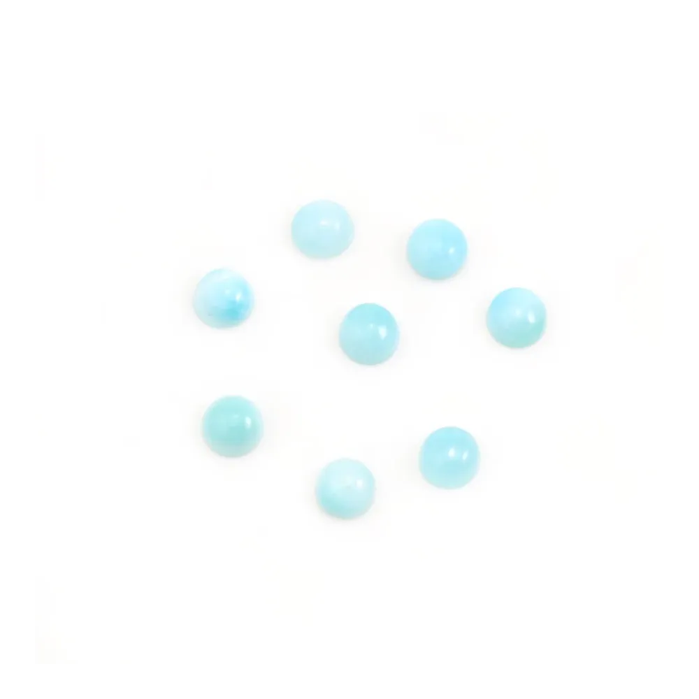 Cabochon de larimar, de forme ronde, 4mm x 1pc